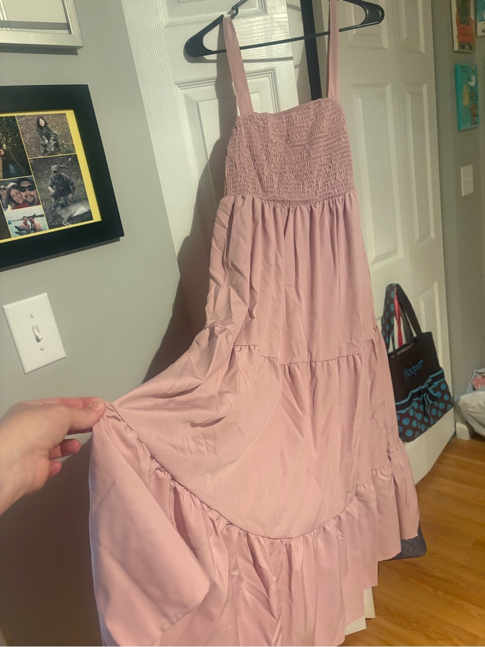 Blush Pink Smocked Maxi Dress
